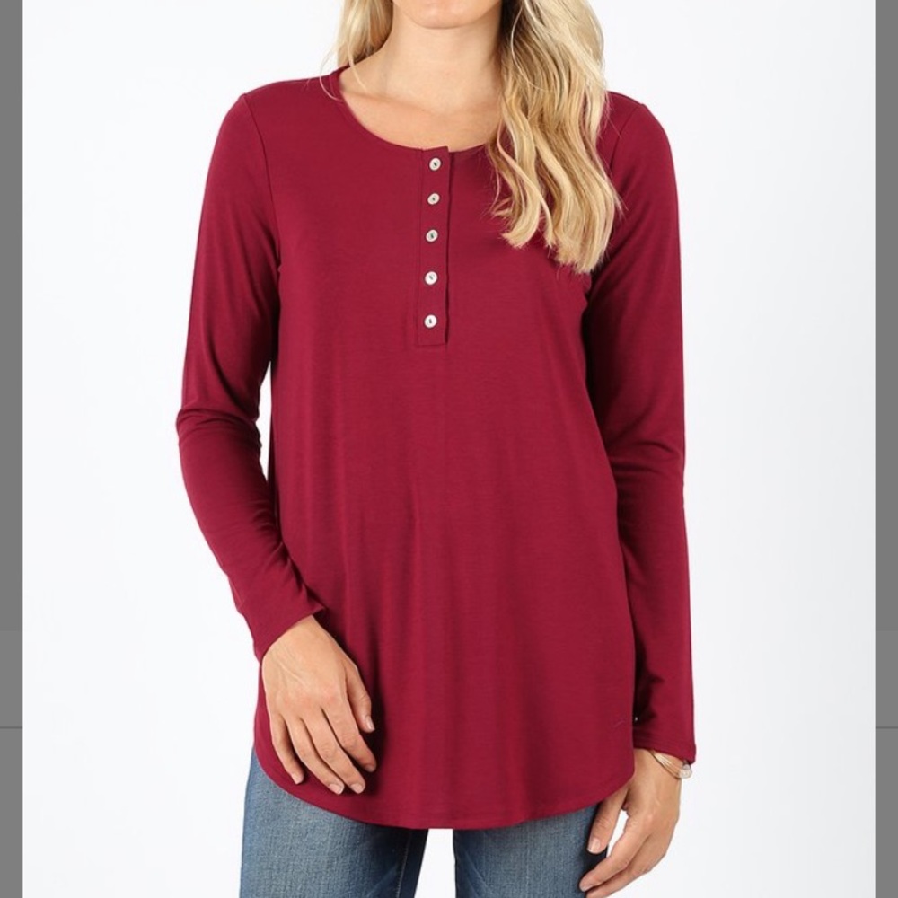 Cabernet Long Sleeve Henley, S